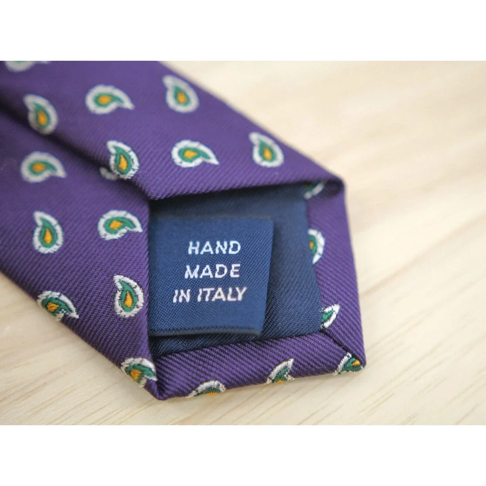 Polo Ralph Lauren Silk Tie Purple Paisley Hand Made In Italy 58
